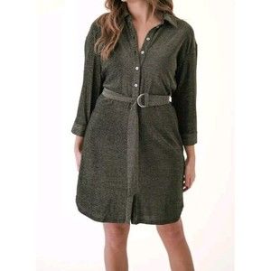 MOLLY BRACKEN Annie Metallic Brown Glitter Tie Waist Mini Dress Women Size Small